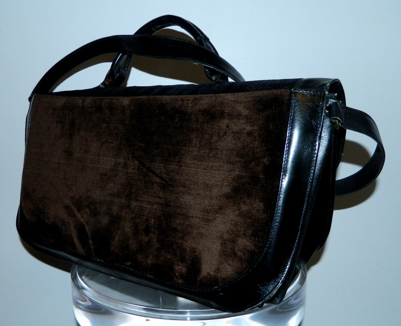 HUGE velvet leather Roberta di Camerino briefcase handbag vintage 1970s carry on bag