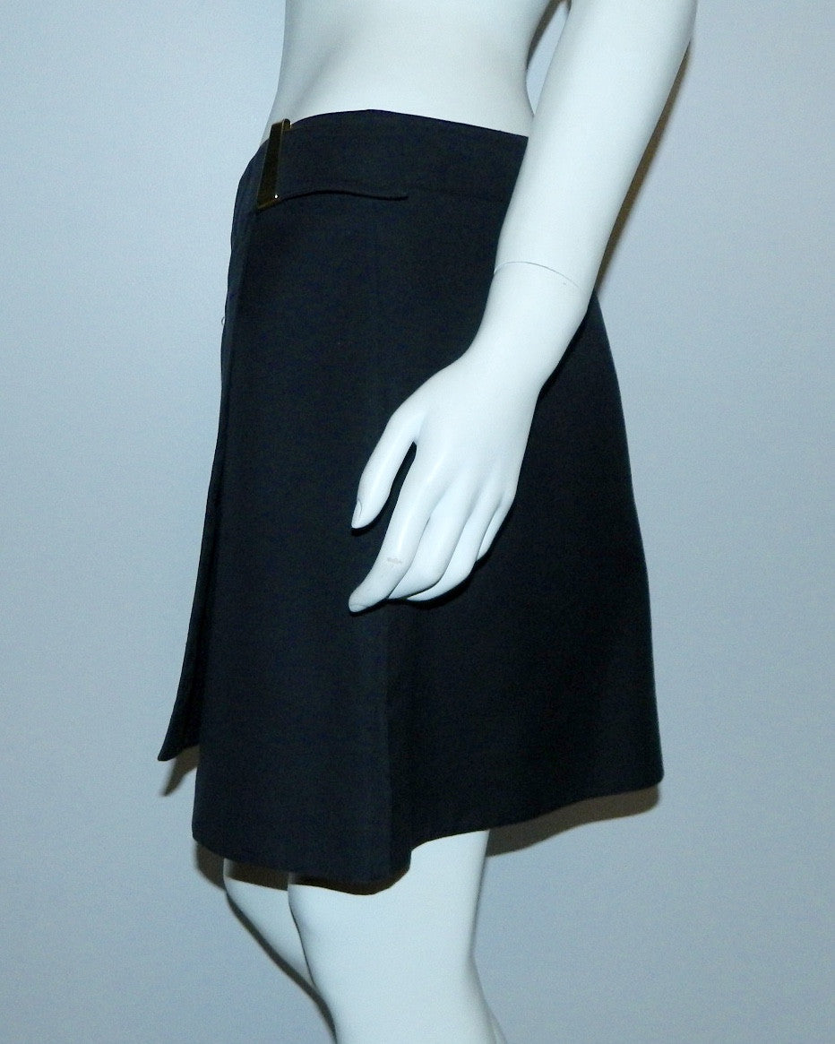 vintage 1980s blue Claude Montana mini skirt silk wrap skirt 44 / US 10