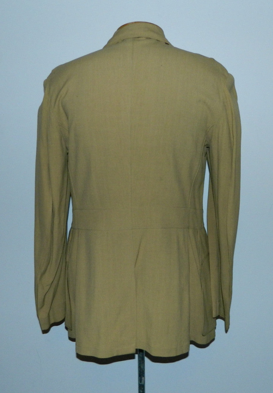 vintage WWII 1940s US Navy tan / khaki wool Summer jacket 3 button blazer tunic