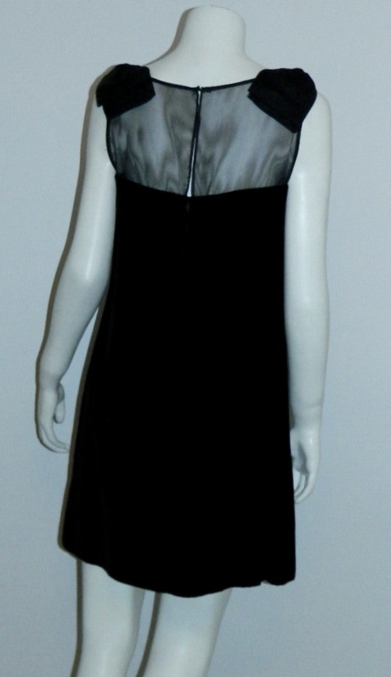 MOD mini dress vintage 1960s black velvet micro mini XS