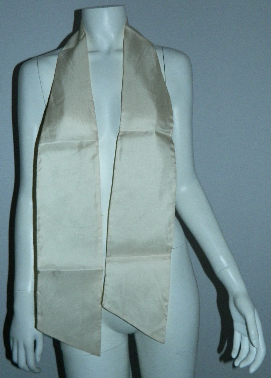 ivory silk twill scarf 1960s vintage Saks Fifth Avenue bowtie tuxedo scarf