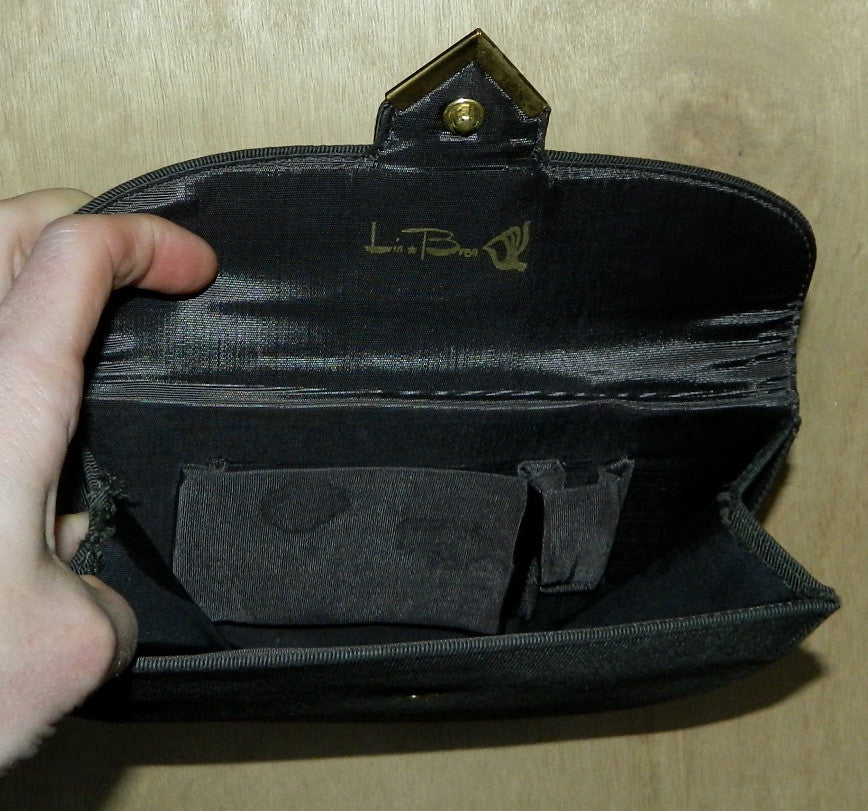 vintage 1940s clutch bag LIN BREN brown Art Deco brass fan clasp
