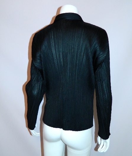 vintage ISSEY MIYAKE black PLEATS PLEASE shirt top blouse oxford M