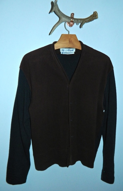 vintage 1990s cardigan sweater Comme des Garcons wool jacket fleece front shirt Mens S