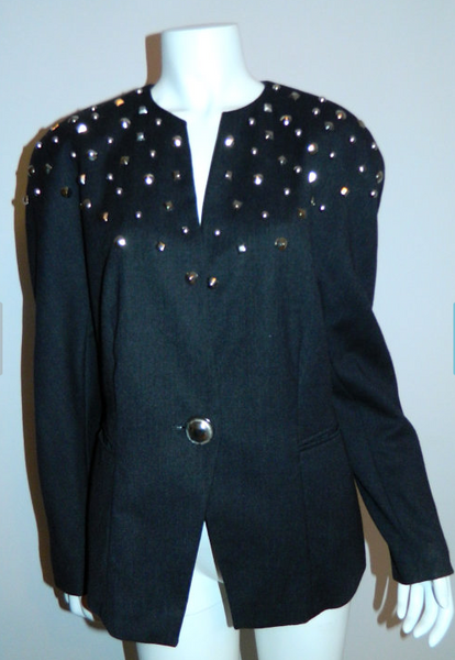 vintage 1980s charcoal gray wool blazer Mondi ESCADA studded jacket S - M