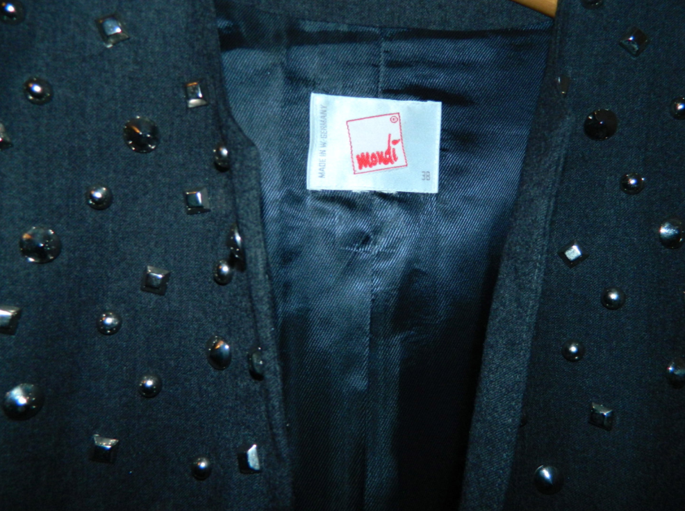 vintage 1980s charcoal gray wool blazer Mondi ESCADA studded jacket S - M