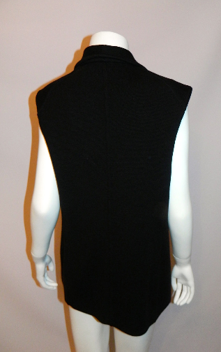 vintage 1980s black Sonia Rykiel wool vest blazer / gold SR logo buttons M L
