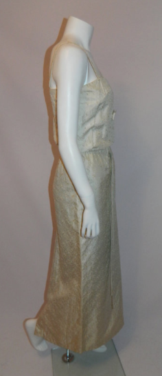 vintage 1960s silk wedding gown 60s ivory eyelet column dress XS