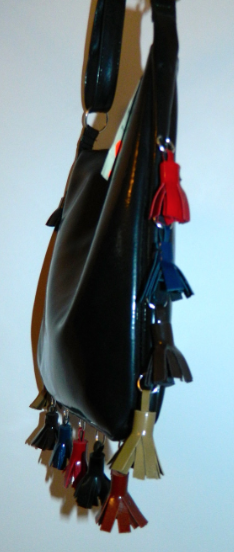 MOD vintage 1960s blue purse StyleCraft Miami bag tassel fringe trim
