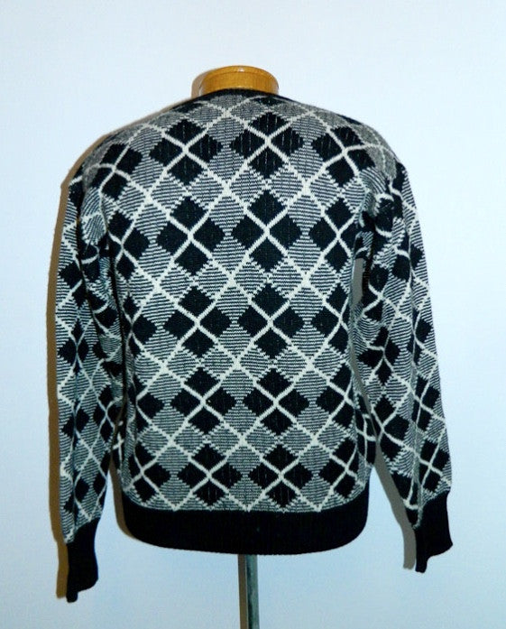vintage argyle sweater 1980s Giorgio Armani black jumper Mens S