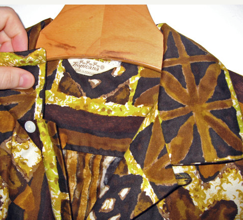 vintage 1950s Hawaiian shirt brown TIKI Tropicana shirt Mens L XL