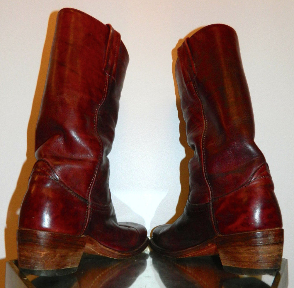 vintage 1970s burgundy FRYE boots Mens 9 D leather Harness Campus black label