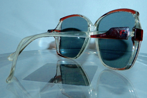 HUGE vintage 1970s sunglasses clear plastic SQUARE glasses frames Foster Grant gray lenses